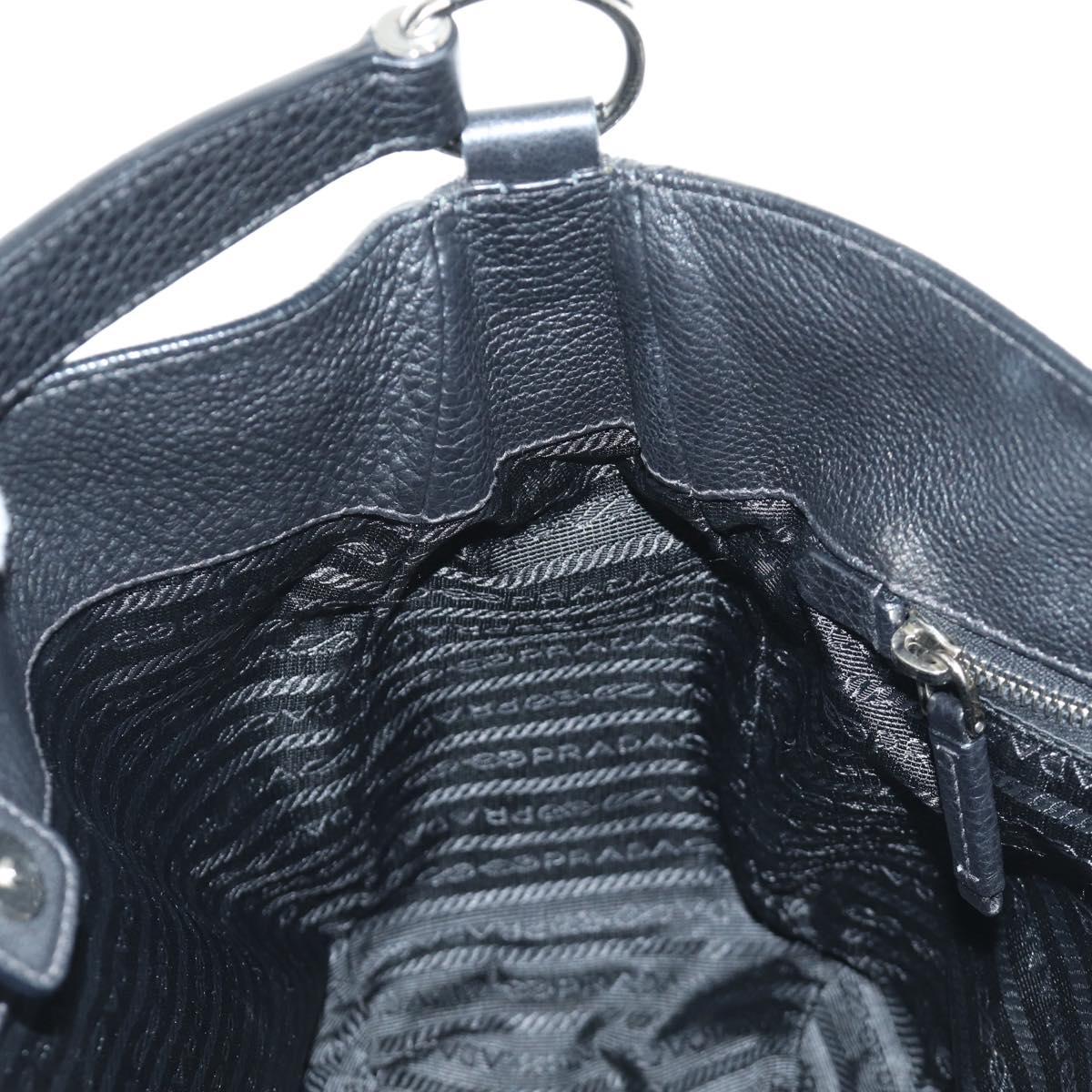 PRADA Shoulder Bag Leather Black Silver Auth am11799V