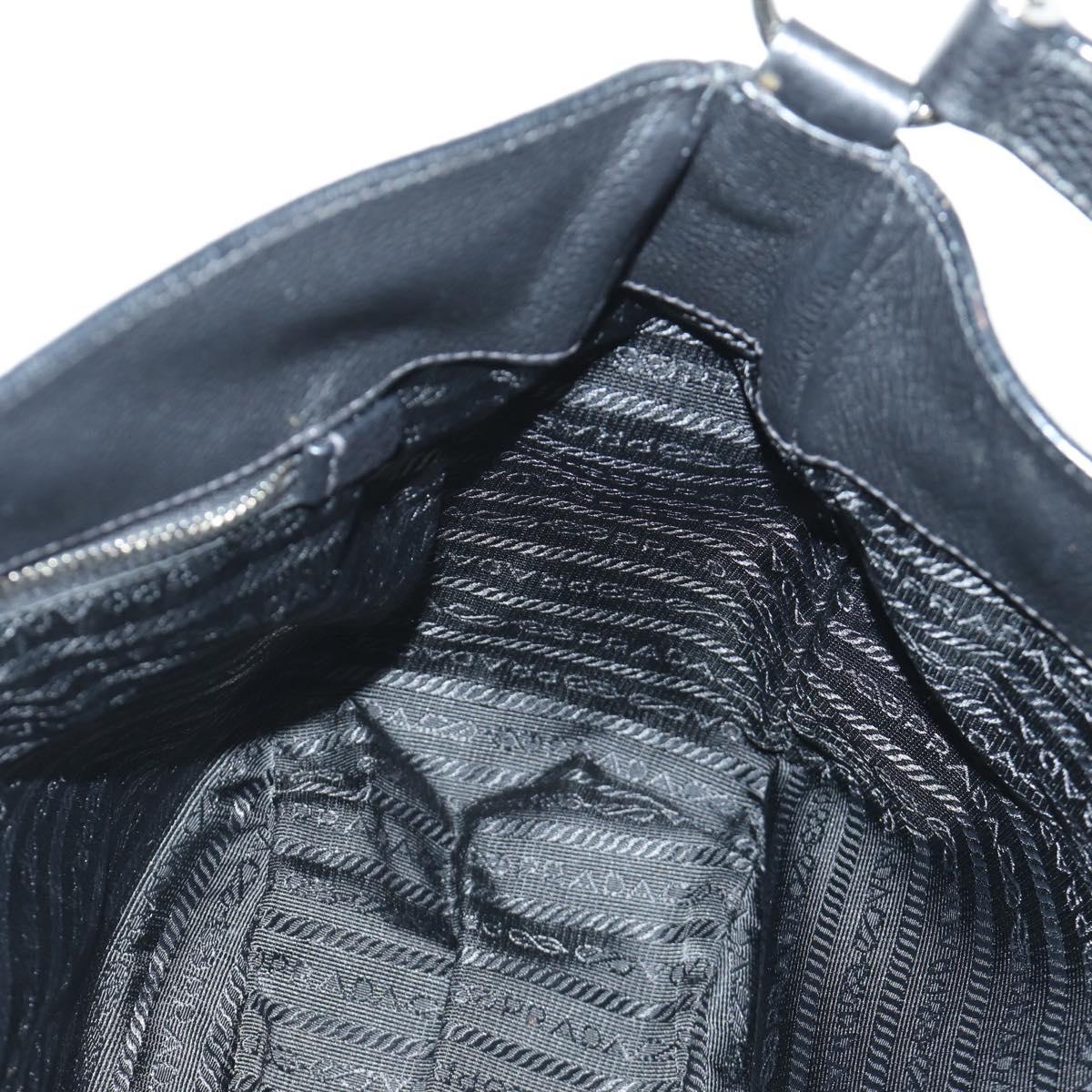 PRADA Shoulder Bag Leather Black Silver Auth am11799V