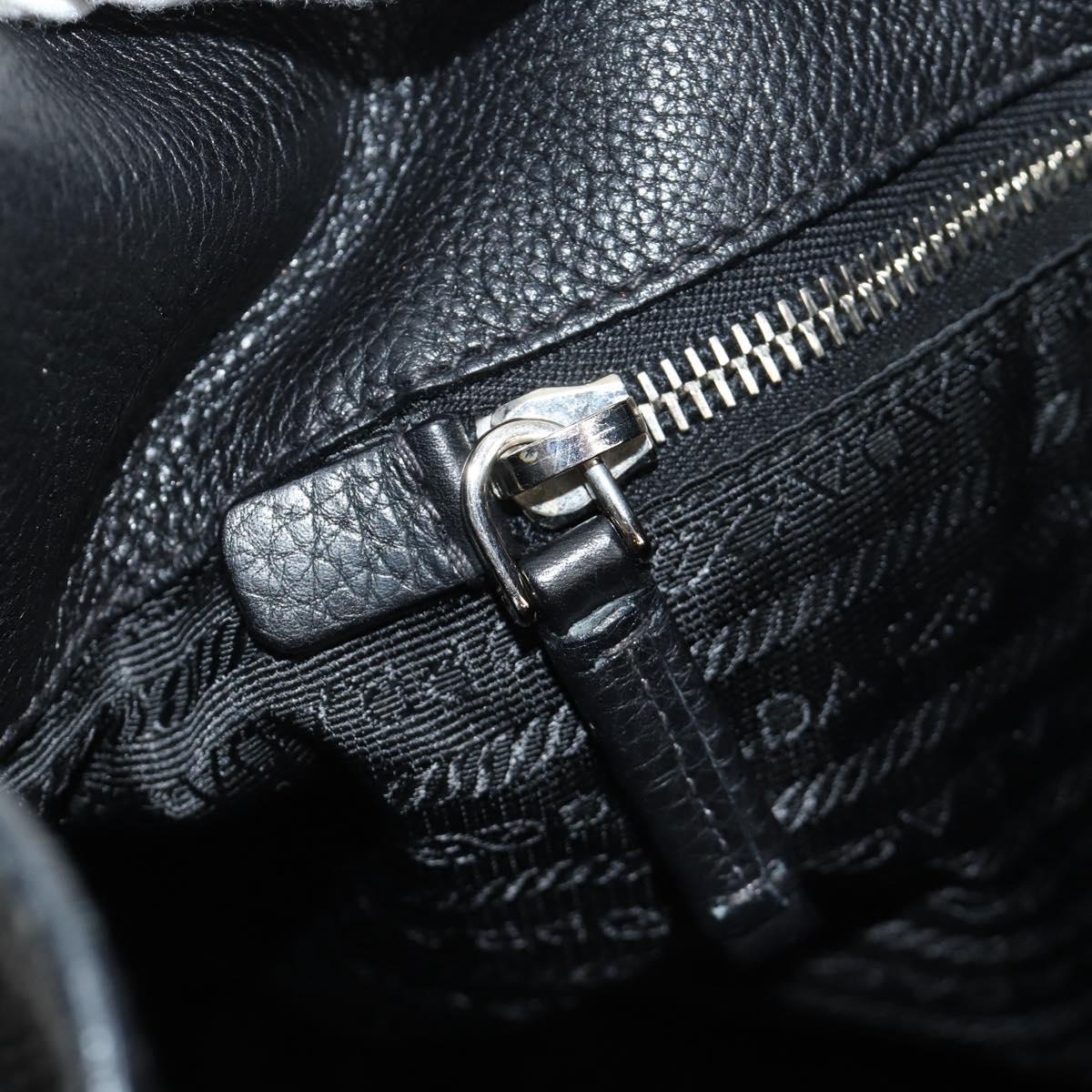 PRADA Shoulder Bag Leather Black Silver Auth am11799V