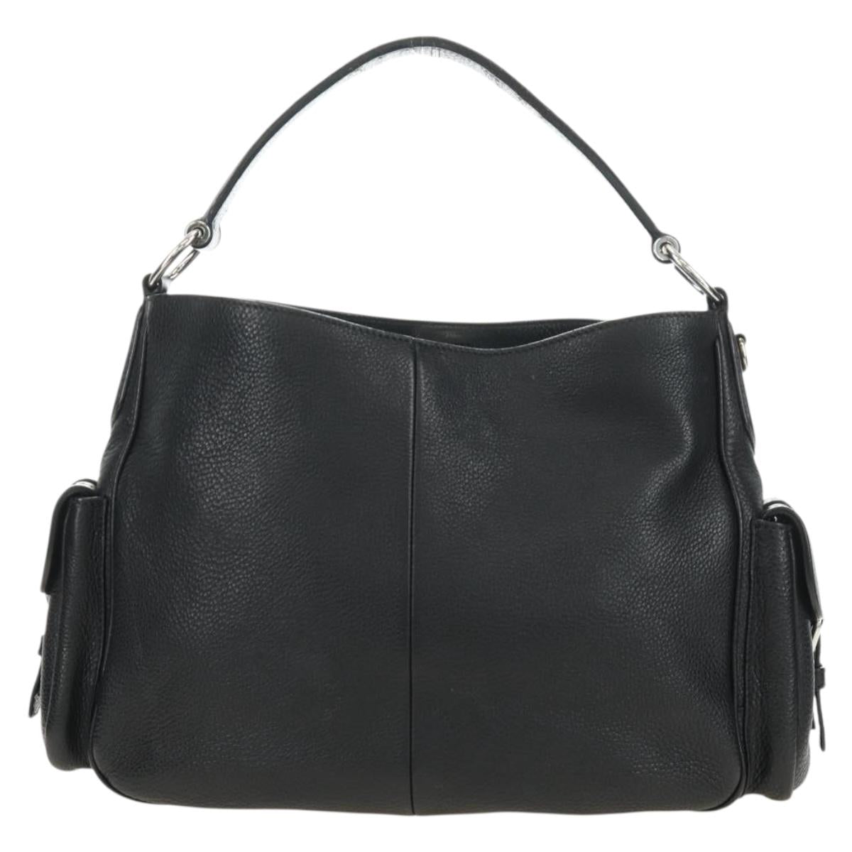 PRADA Shoulder Bag Leather Black Silver Auth am11799V