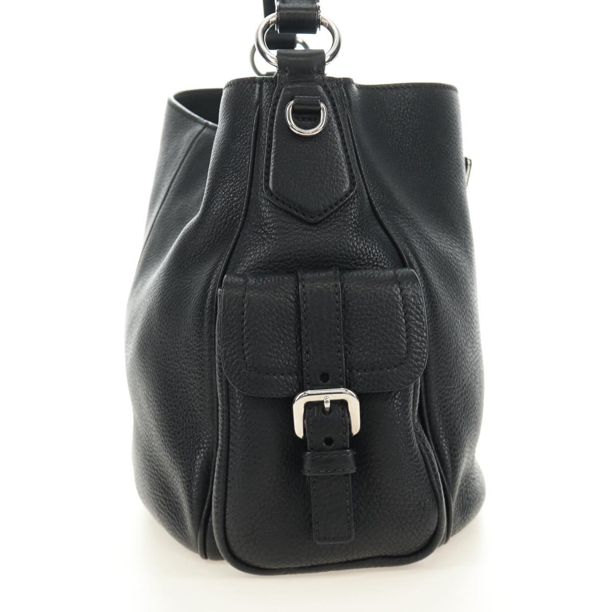 PRADA Shoulder Bag Leather Black Silver Auth am11799V
