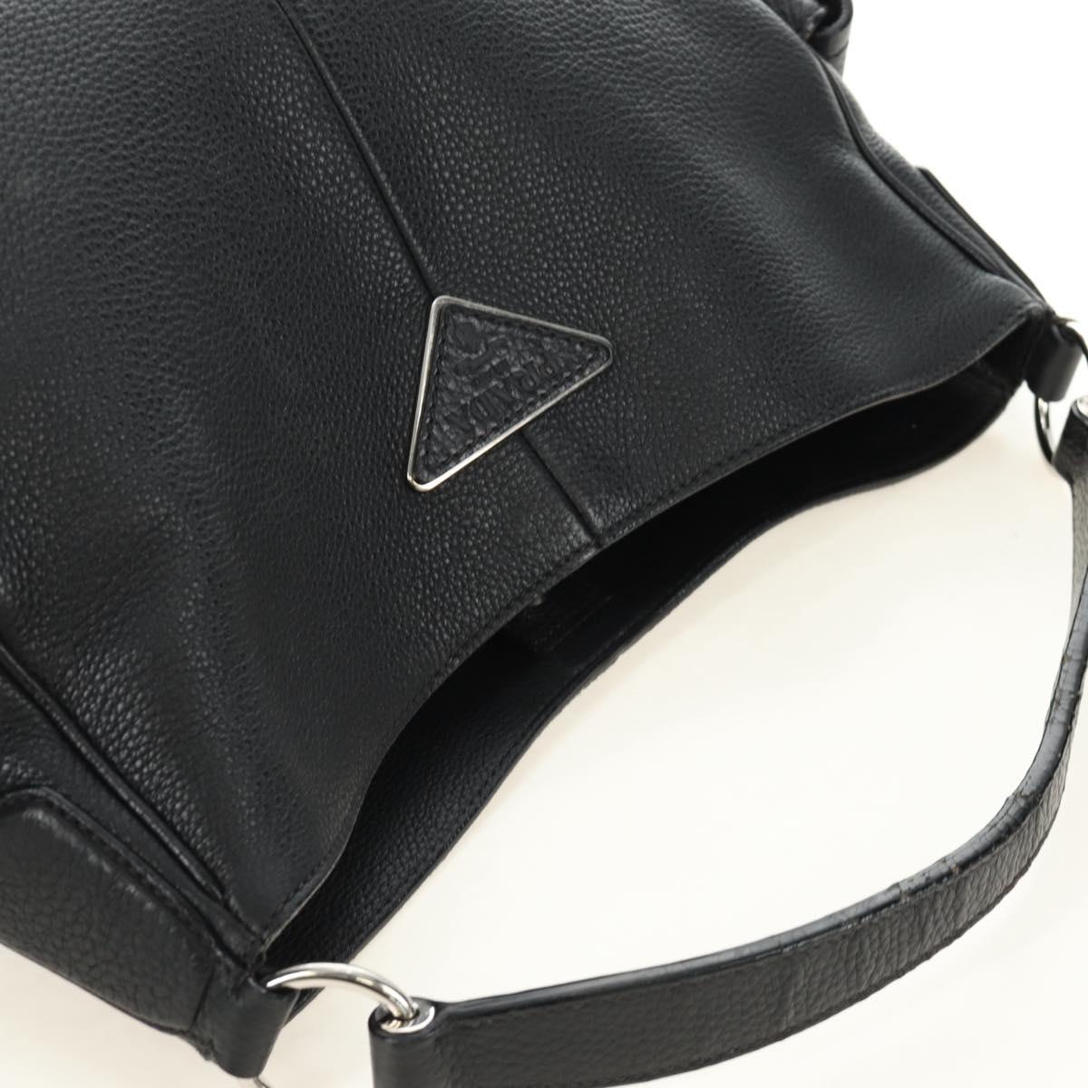 PRADA Shoulder Bag Leather Black Silver Auth am11799V