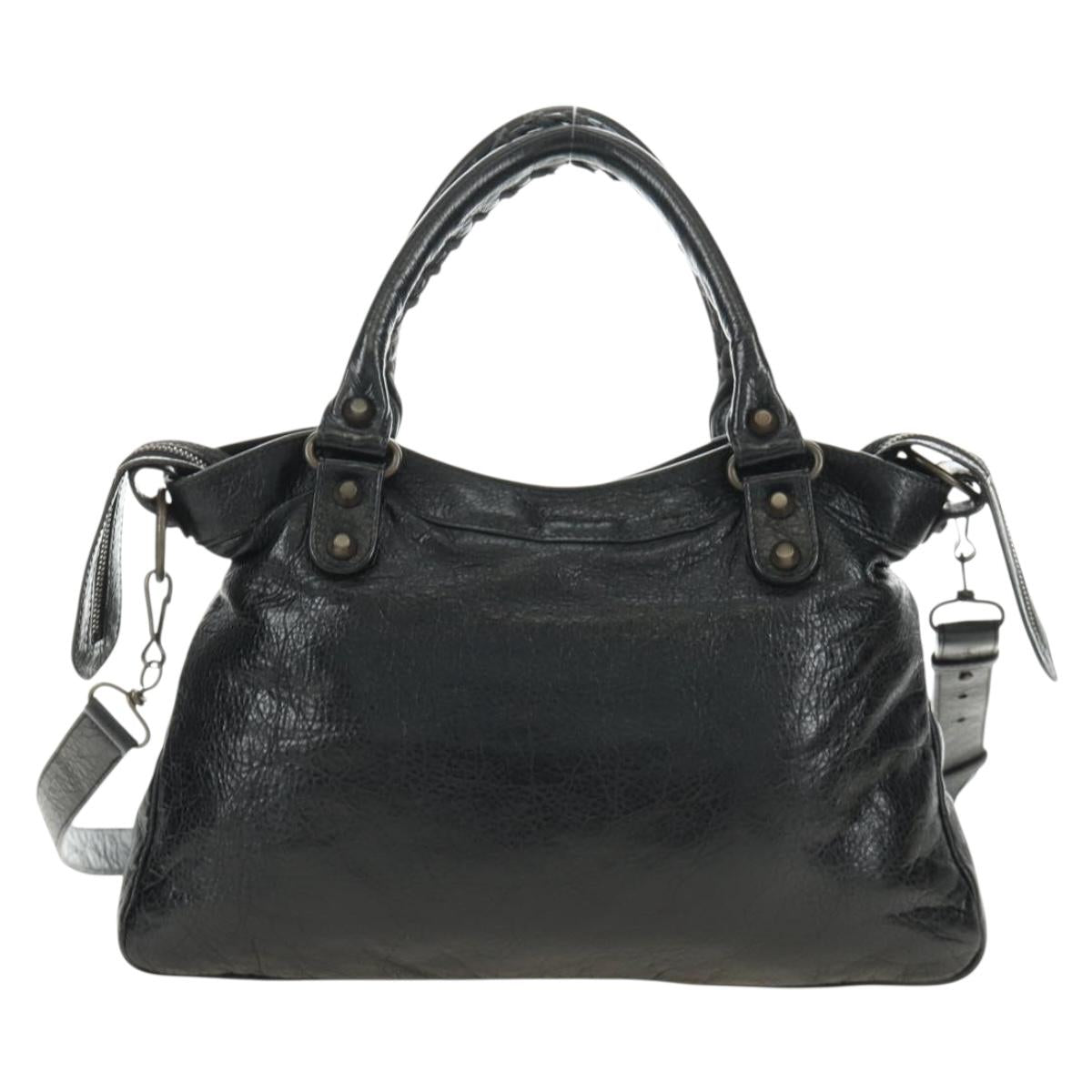 BALENCIAGA The Town Hand Bag Leather 2way Black 240579 Auth am11800SAM