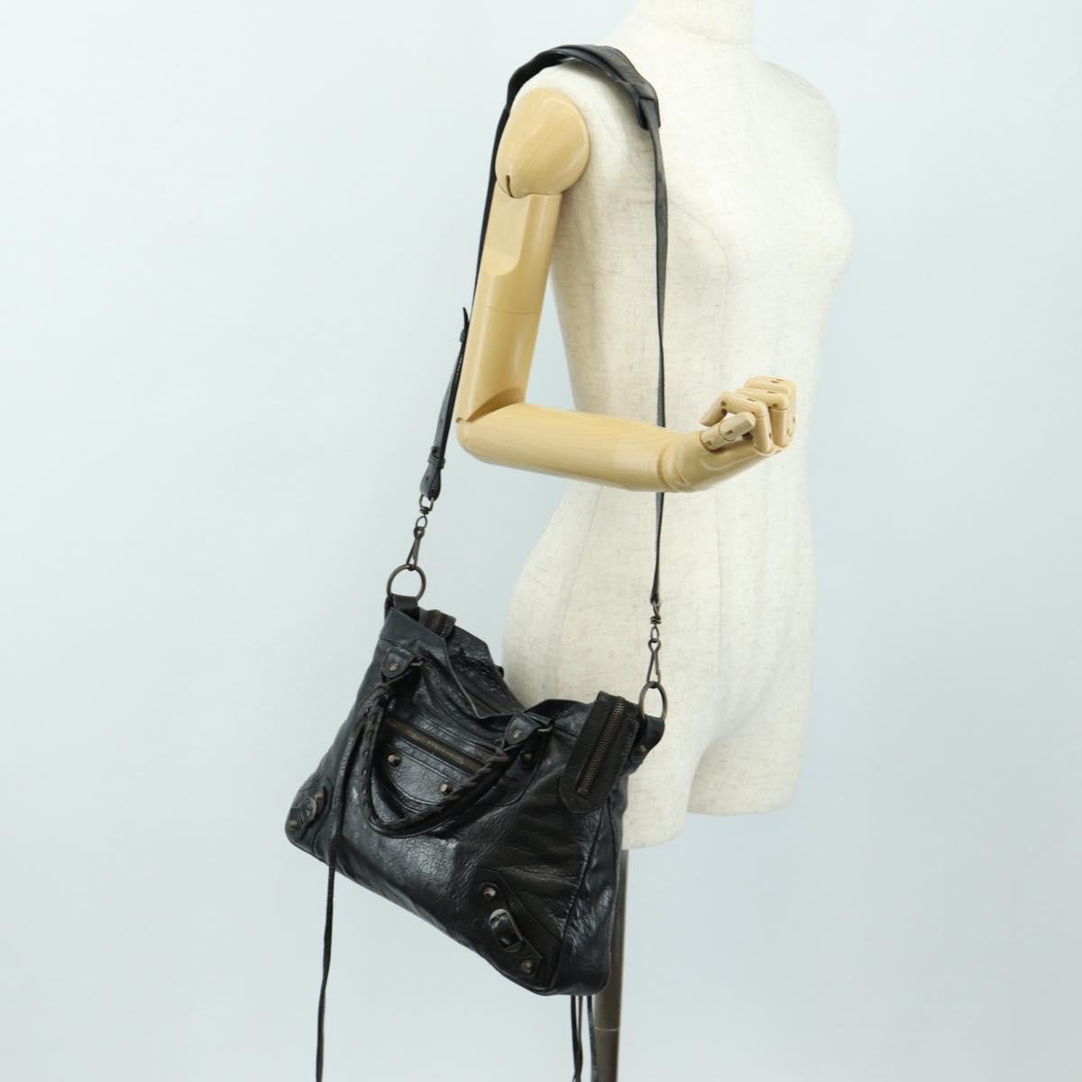BALENCIAGA The Town Hand Bag Leather 2way Black 240579 Auth am11800SAM