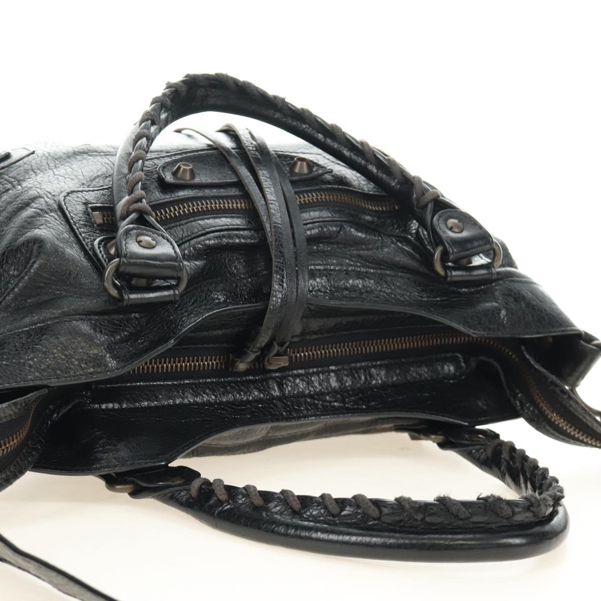 BALENCIAGA The Town Hand Bag Leather 2way Black 240579 Auth am11800SAM