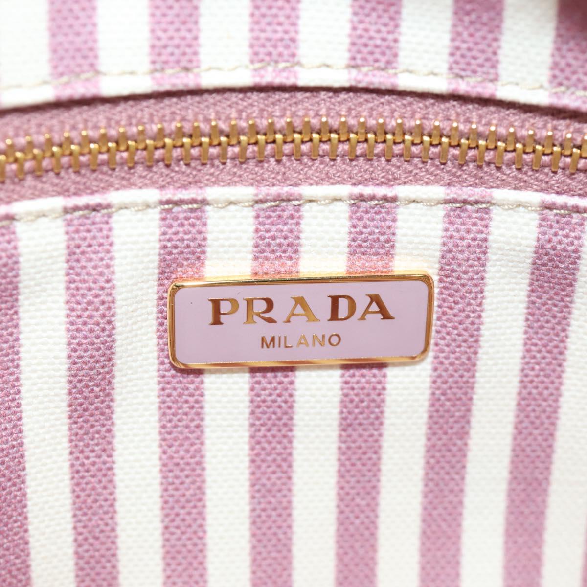 PRADA Canapa Pouch Canvas Pink Gold Auth am11802V