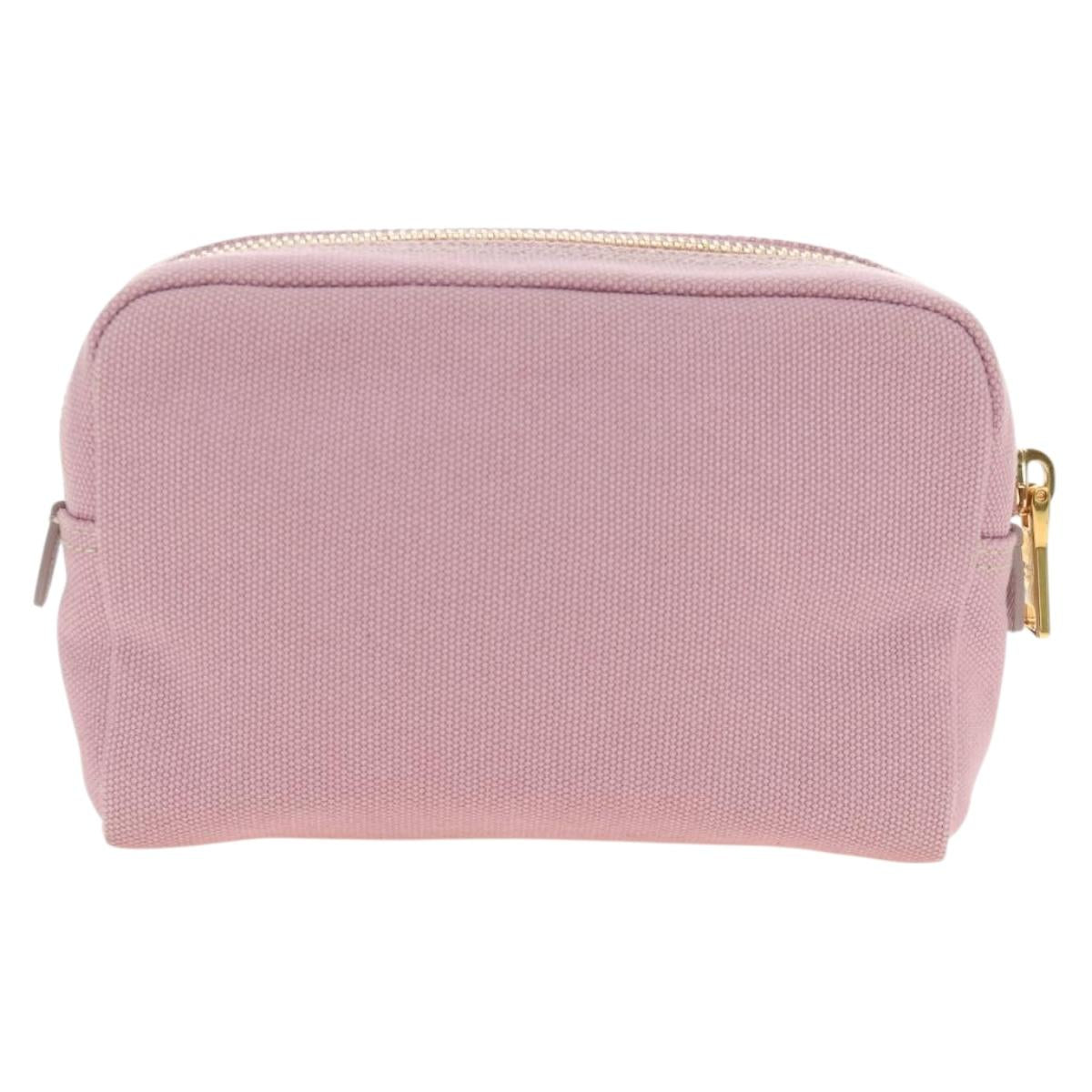 PRADA Canapa Pouch Canvas Pink Gold Auth am11802V