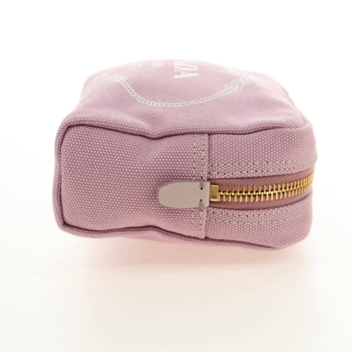 PRADA Canapa Pouch Canvas Pink Gold Auth am11802V