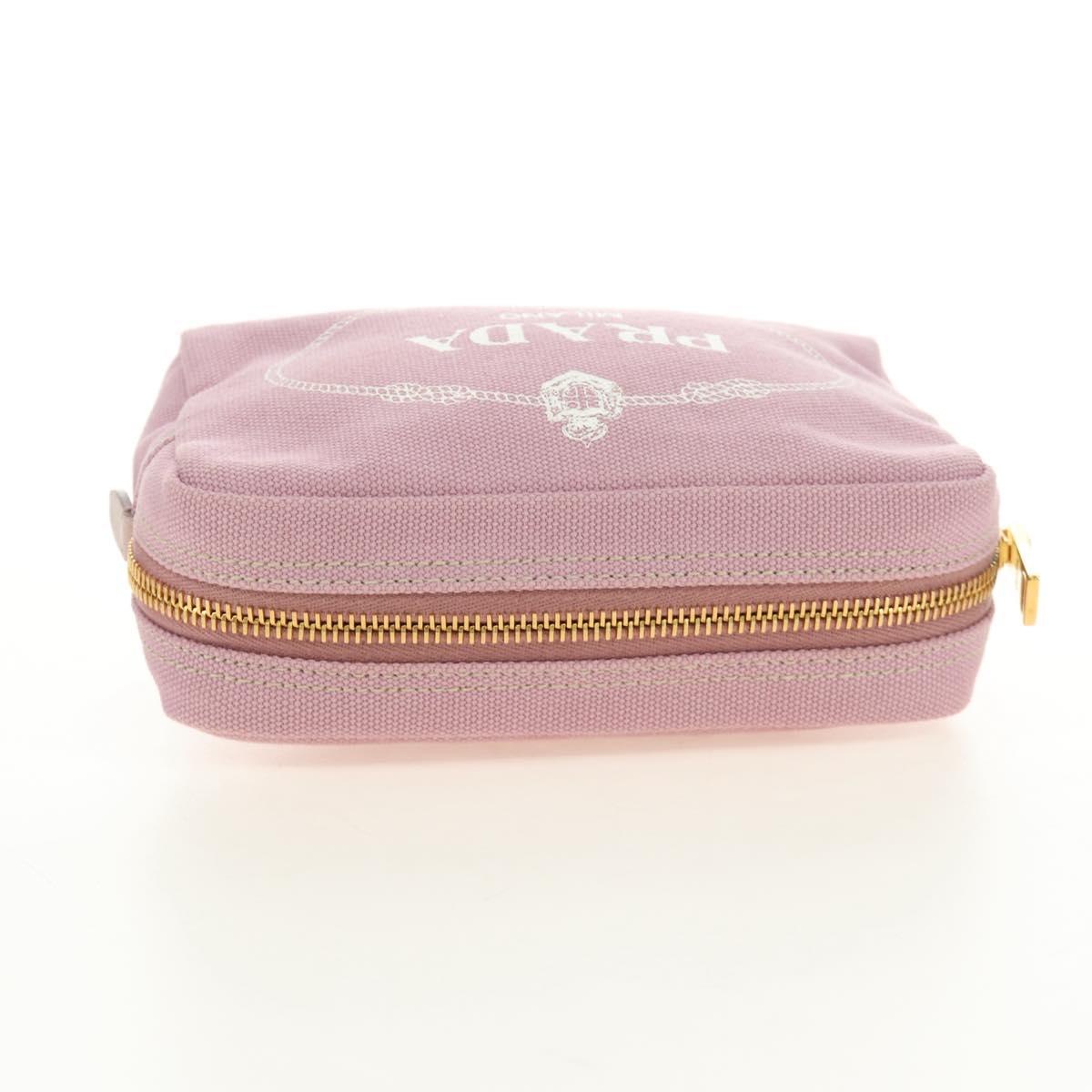 PRADA Canapa Pouch Canvas Pink Gold Auth am11802V