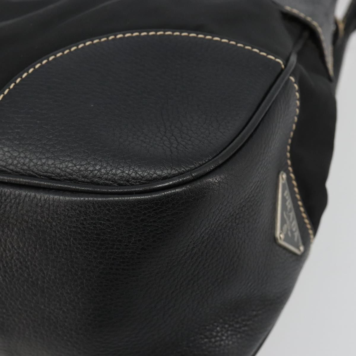 PRADA Shoulder Bag Nylon Leather Black Silver Auth am11803V