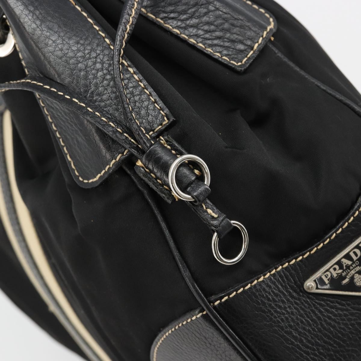 PRADA Shoulder Bag Nylon Leather Black Silver Auth am11803V