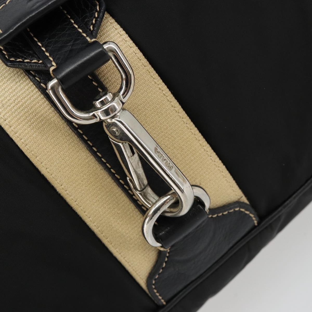 PRADA Shoulder Bag Nylon Leather Black Silver Auth am11803V
