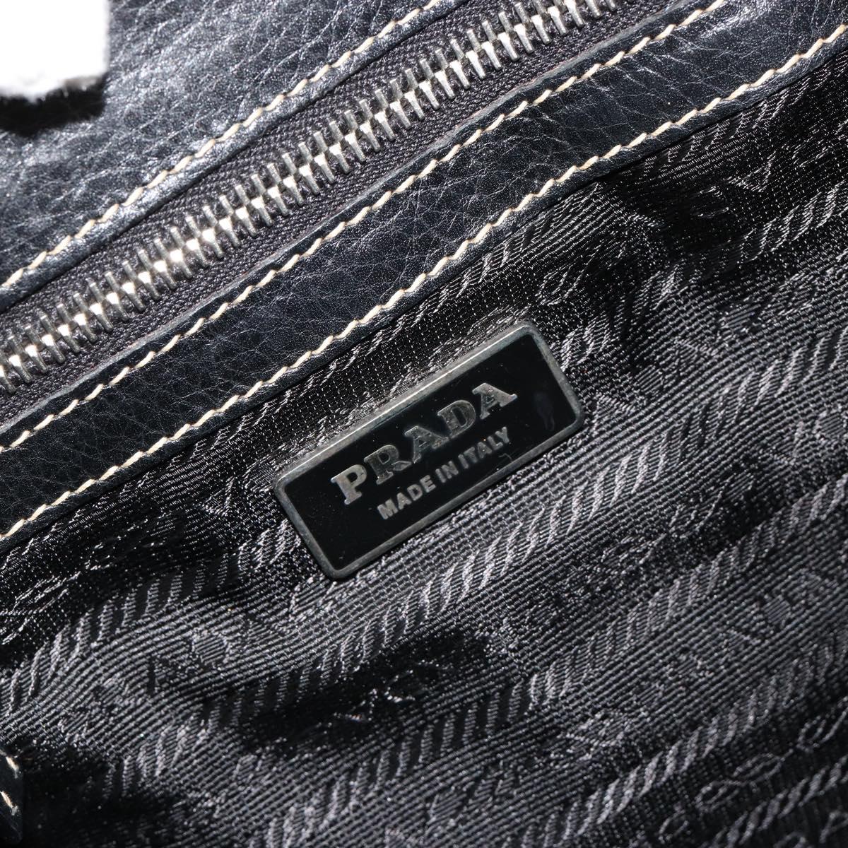 PRADA Shoulder Bag Nylon Leather Black Silver Auth am11803V