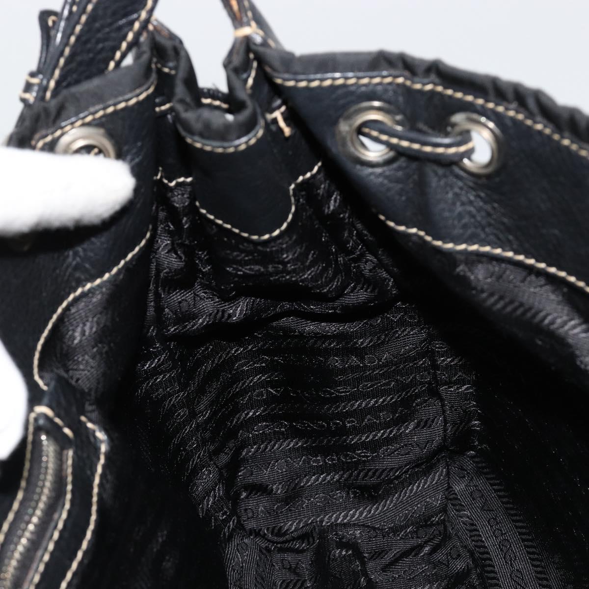 PRADA Shoulder Bag Nylon Leather Black Silver Auth am11803V