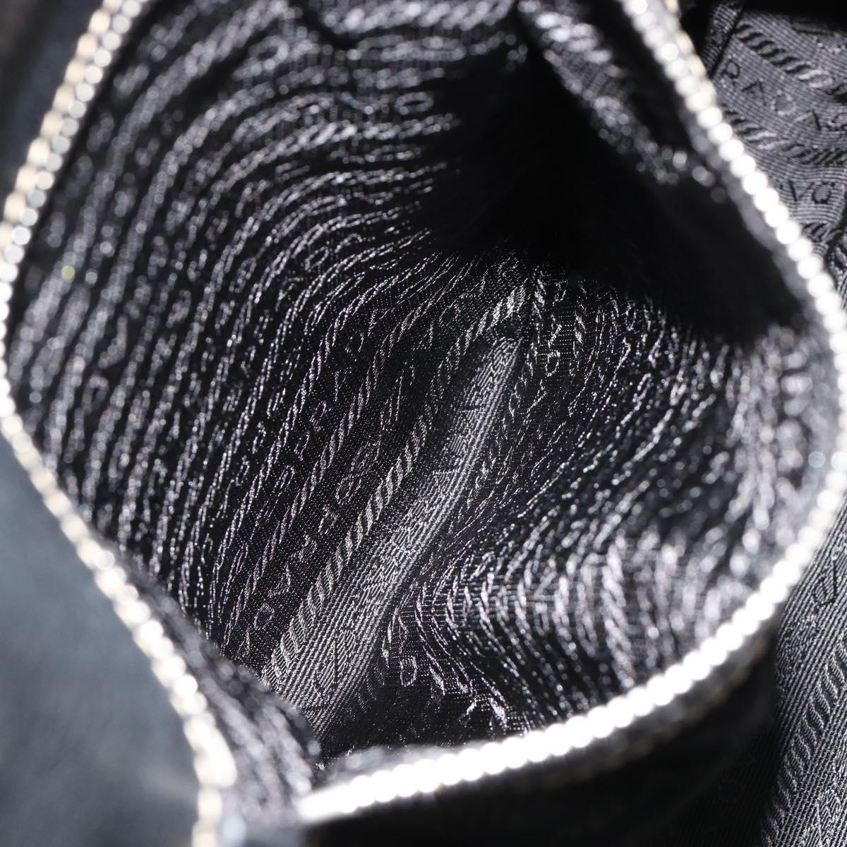 PRADA Shoulder Bag Nylon Leather Black Silver Auth am11803V