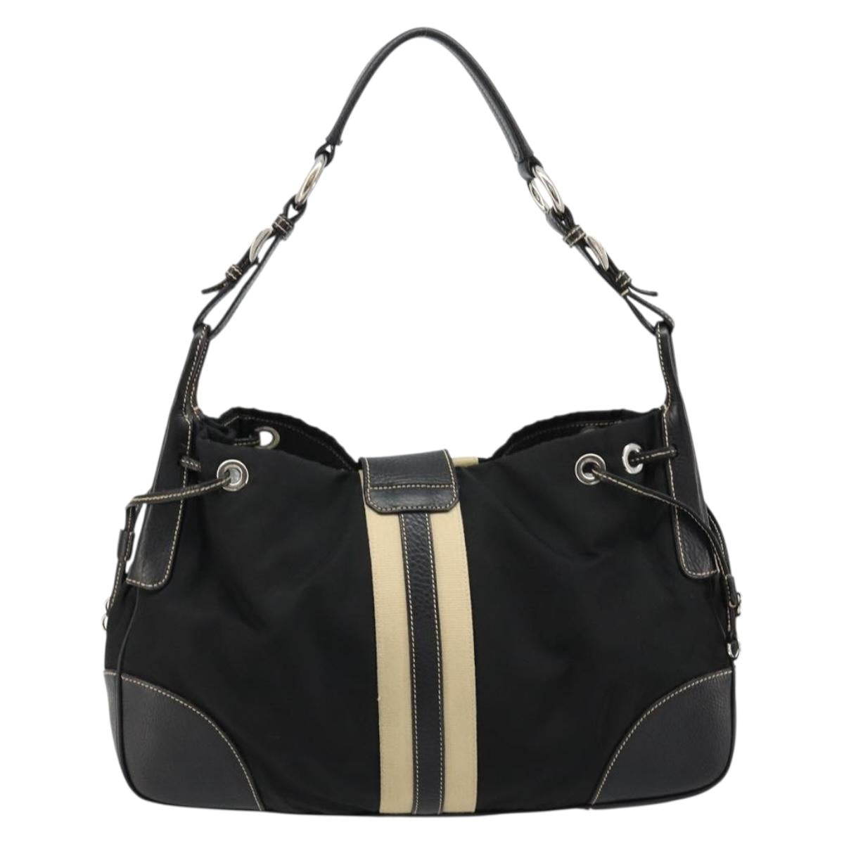 PRADA Shoulder Bag Nylon Leather Black Silver Auth am11803V
