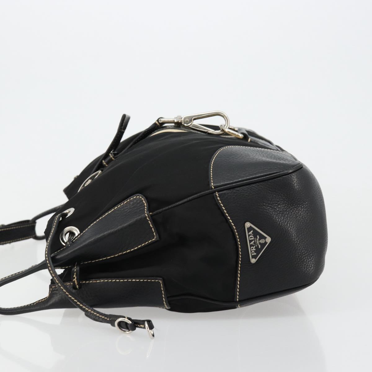 PRADA Shoulder Bag Nylon Leather Black Silver Auth am11803V