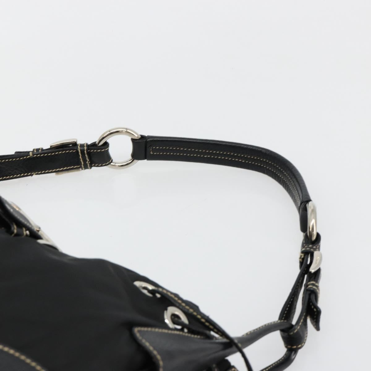 PRADA Shoulder Bag Nylon Leather Black Silver Auth am11803V