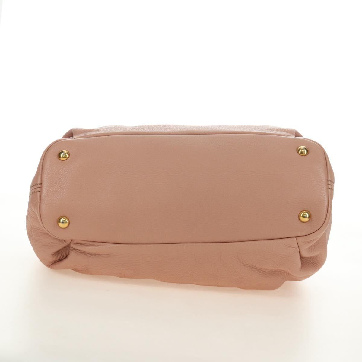 Miu Miu Hand Bag Leather 2way Pink Gold Auth am11804V