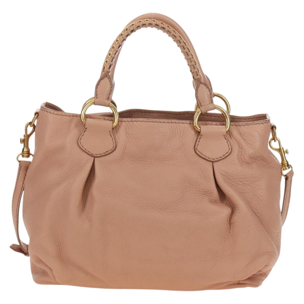 Miu Miu Hand Bag Leather 2way Pink Gold Auth am11804V