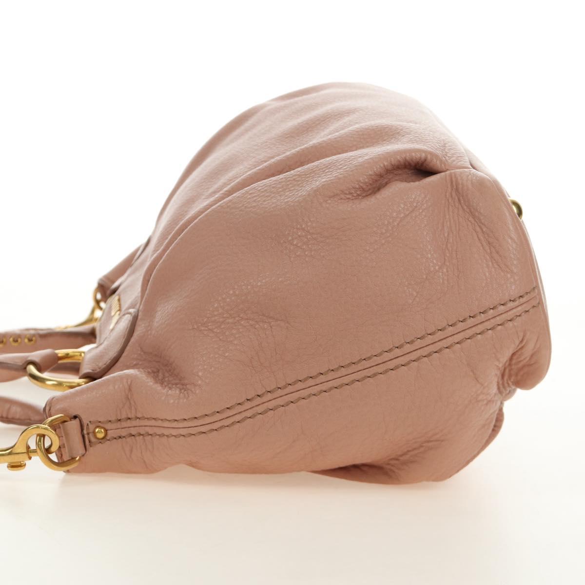 Miu Miu Hand Bag Leather 2way Pink Gold Auth am11804V