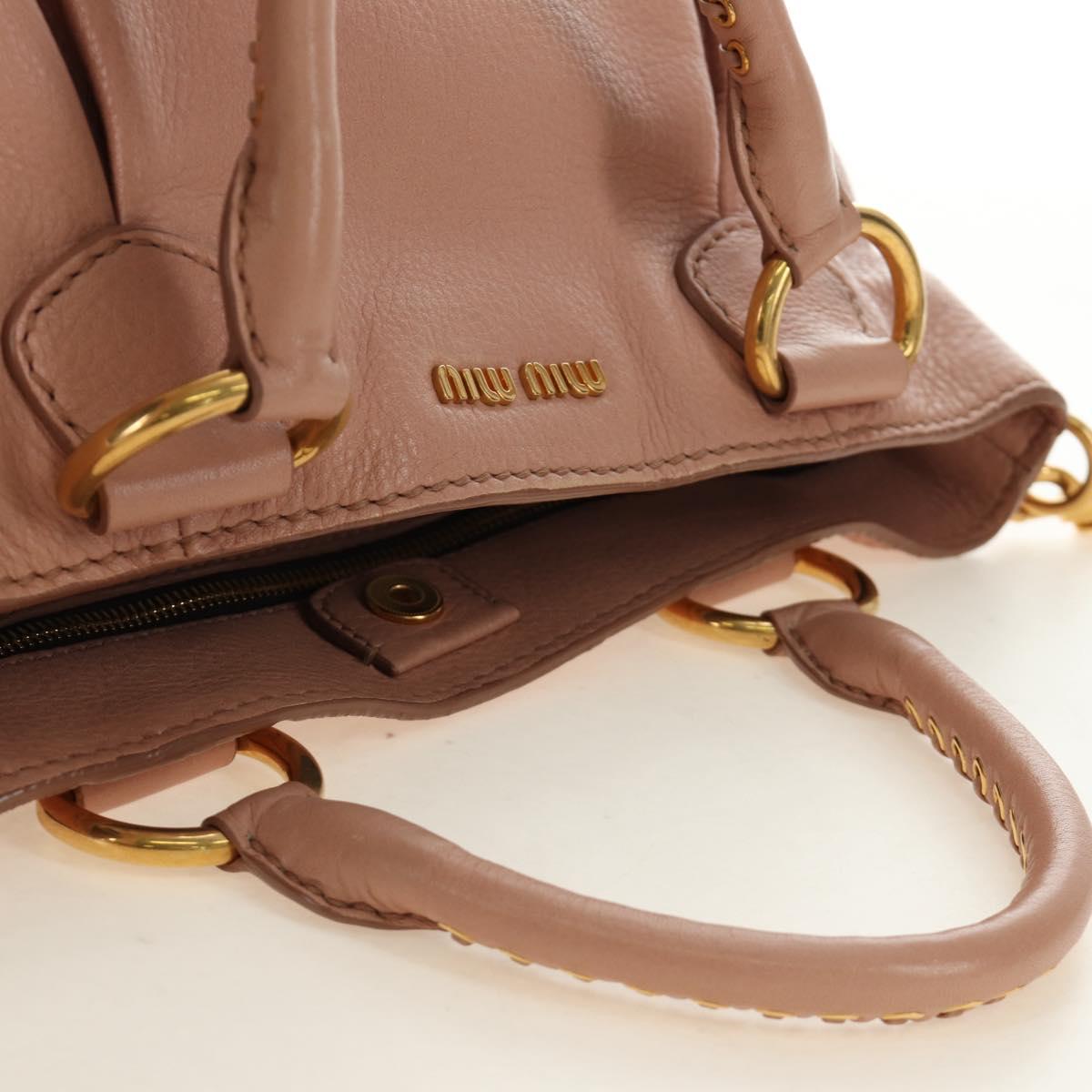 Miu Miu Hand Bag Leather 2way Pink Gold Auth am11804V