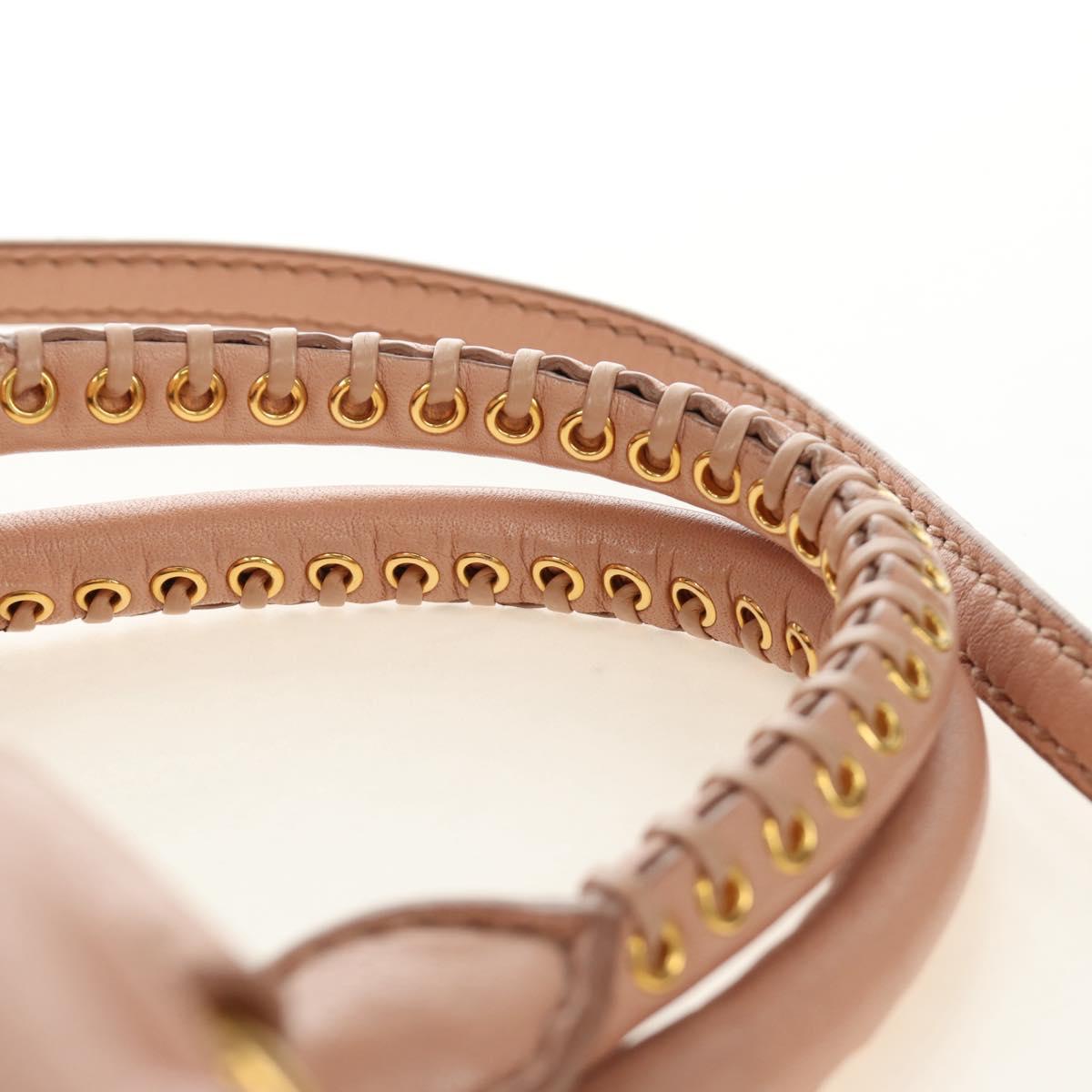 Miu Miu Hand Bag Leather 2way Pink Gold Auth am11804V