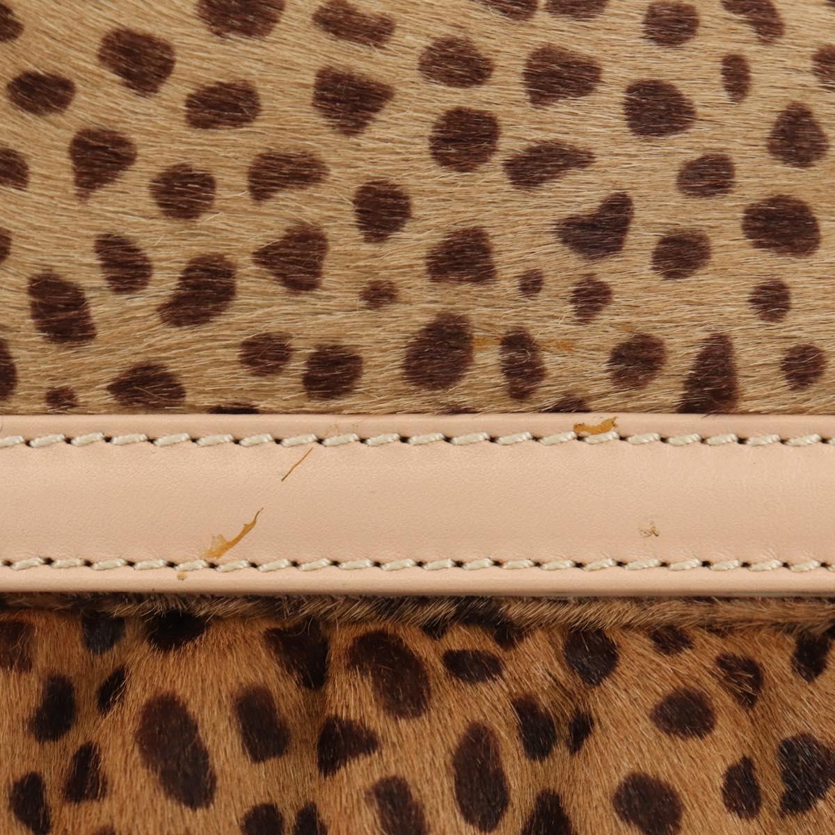 FENDI Hand Bag Unborn Calf Skin Beige Gold Auth am11805SAV