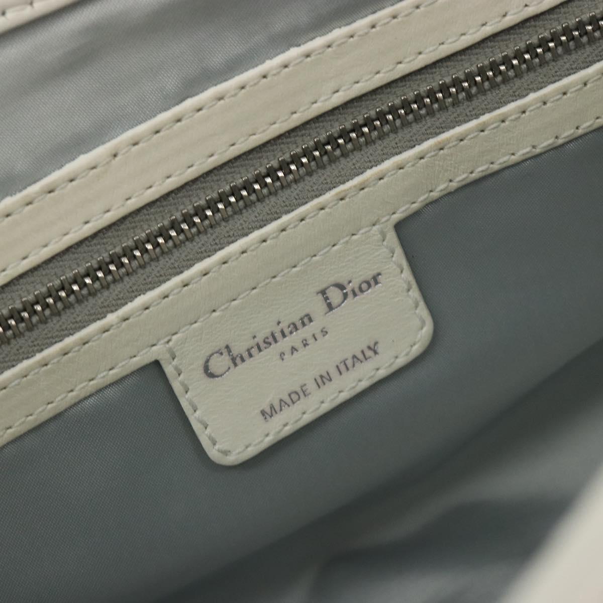 Christian Dior Trotter Canvas Romantic Chain Bag PVC White Silver Auth am11806V