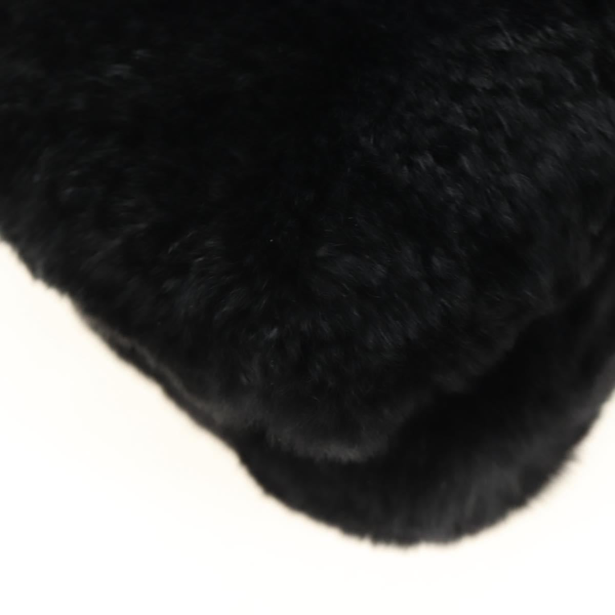 Miu Miu Crystal Chain Shoulder Bag Fur Black Silver 5BD233 Auth am11808SAM
