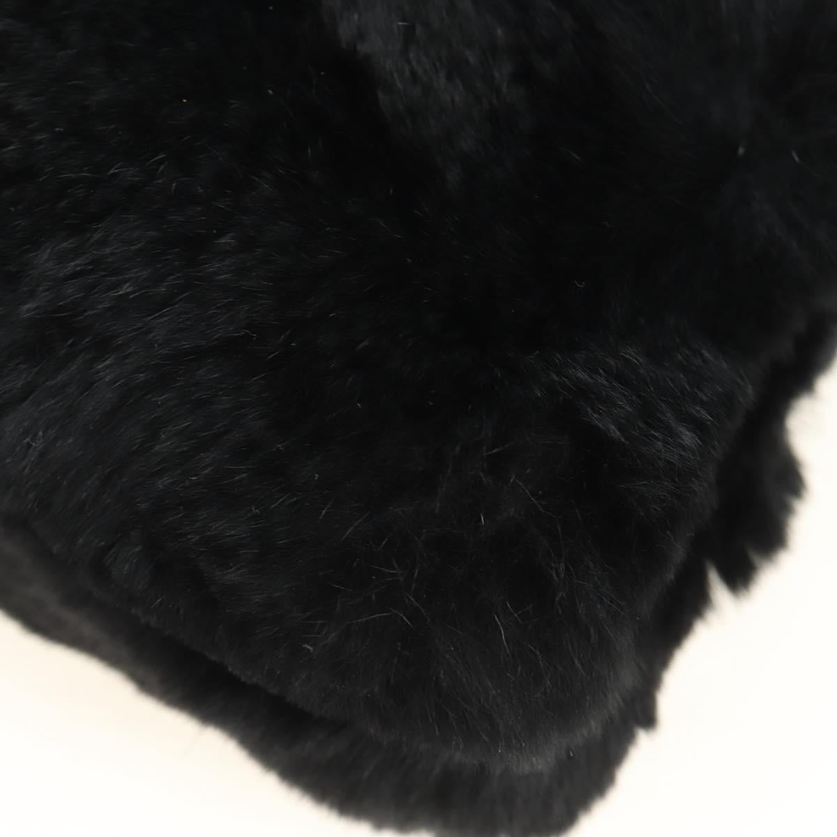 Miu Miu Crystal Chain Shoulder Bag Fur Black Silver 5BD233 Auth am11808SAM