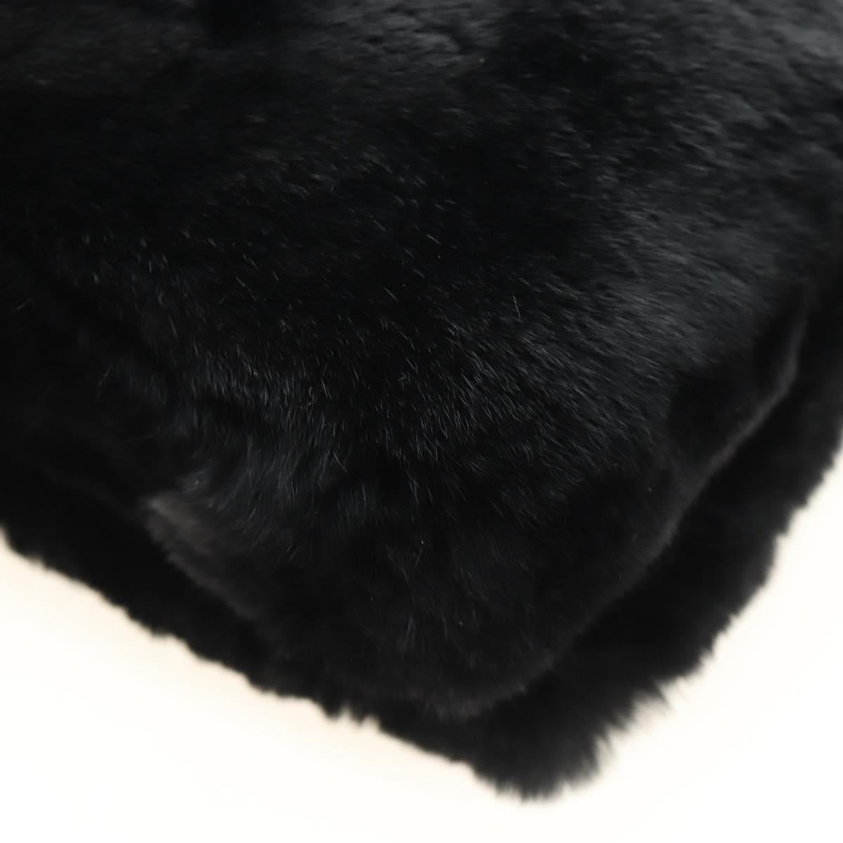 Miu Miu Crystal Chain Shoulder Bag Fur Black Silver 5BD233 Auth am11808SAM