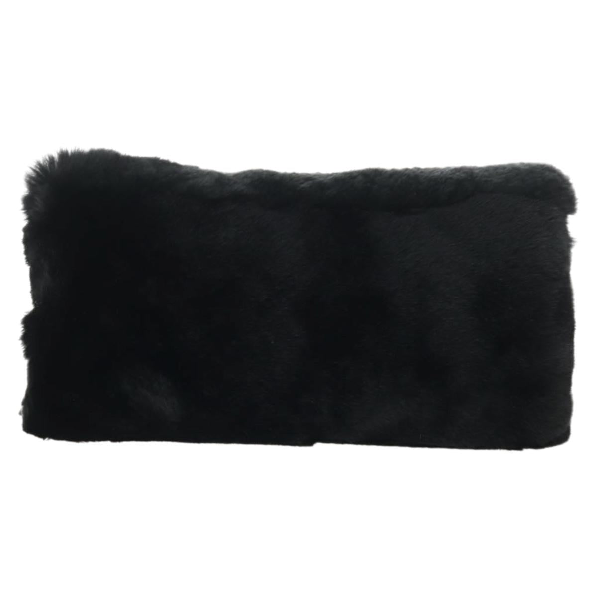 Miu Miu Crystal Chain Shoulder Bag Fur Black Silver 5BD233 Auth am11808SAM