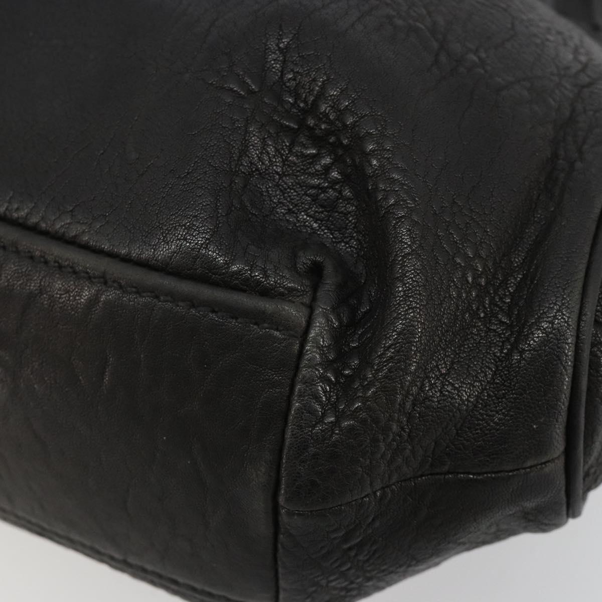 Miu Miu Hand Bag Leather Black Silver Auth am11809V