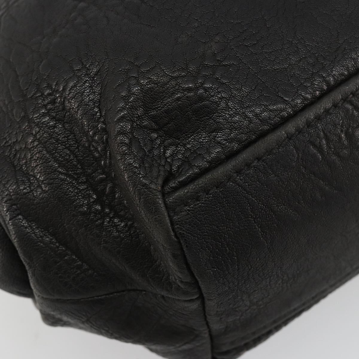 Miu Miu Hand Bag Leather Black Silver Auth am11809V