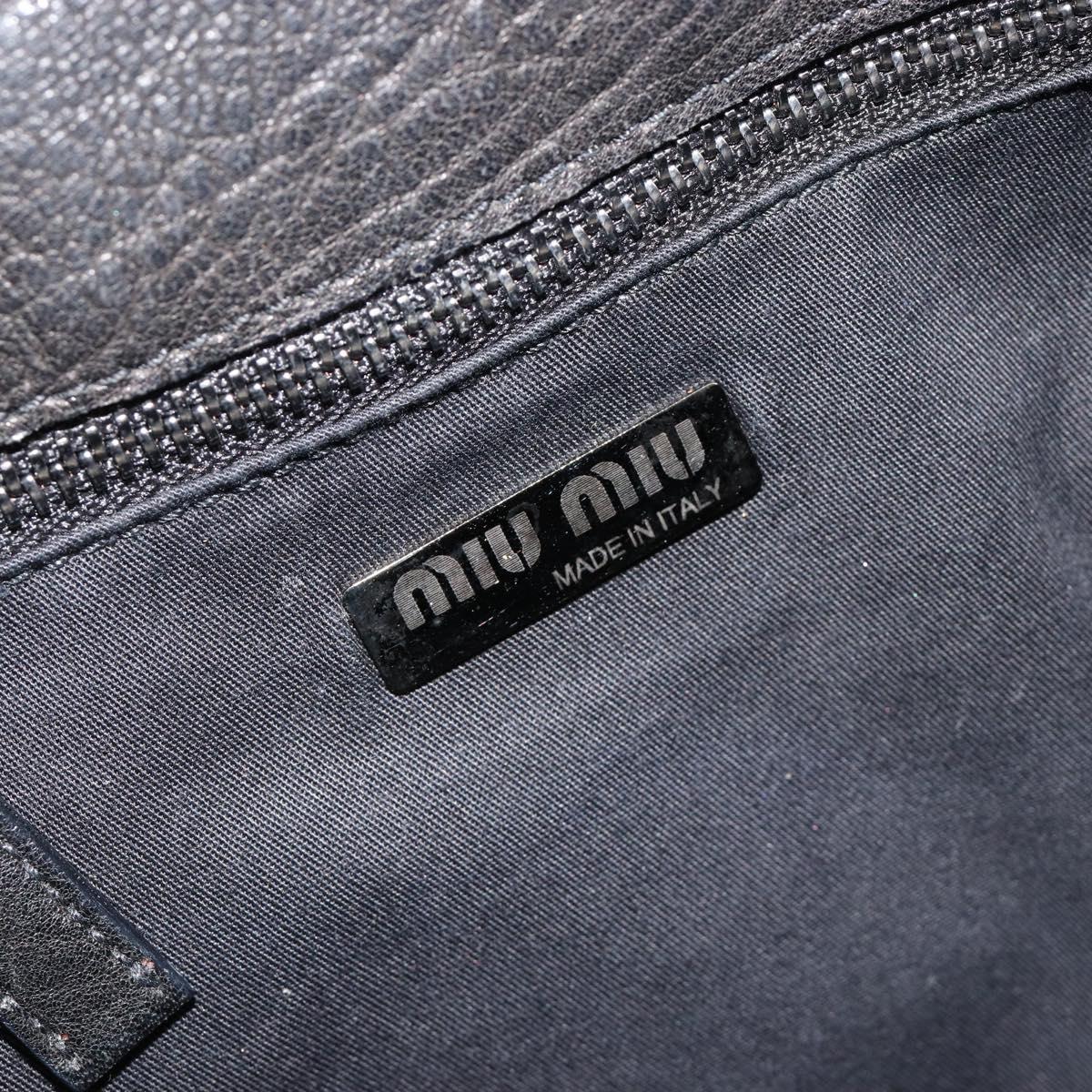 Miu Miu Hand Bag Leather Black Silver Auth am11809V