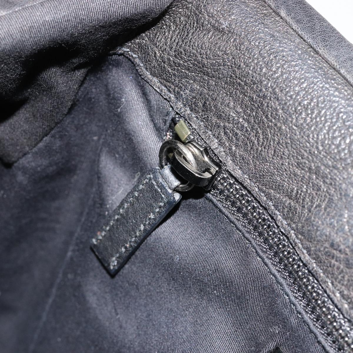 Miu Miu Hand Bag Leather Black Silver Auth am11809V