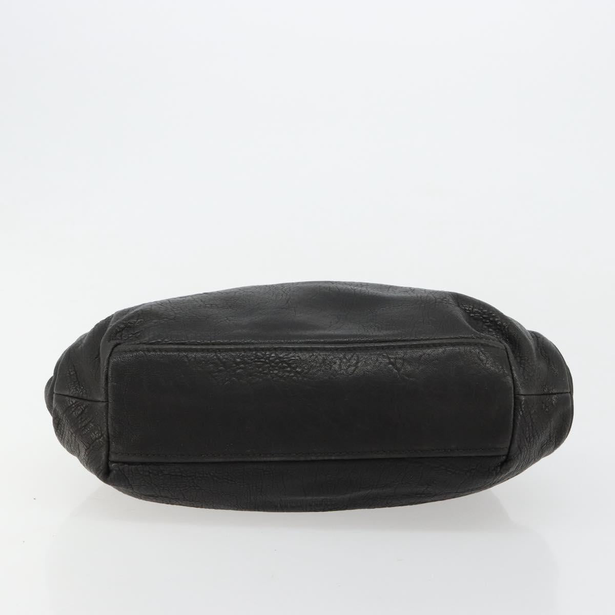 Miu Miu Hand Bag Leather Black Silver Auth am11809V