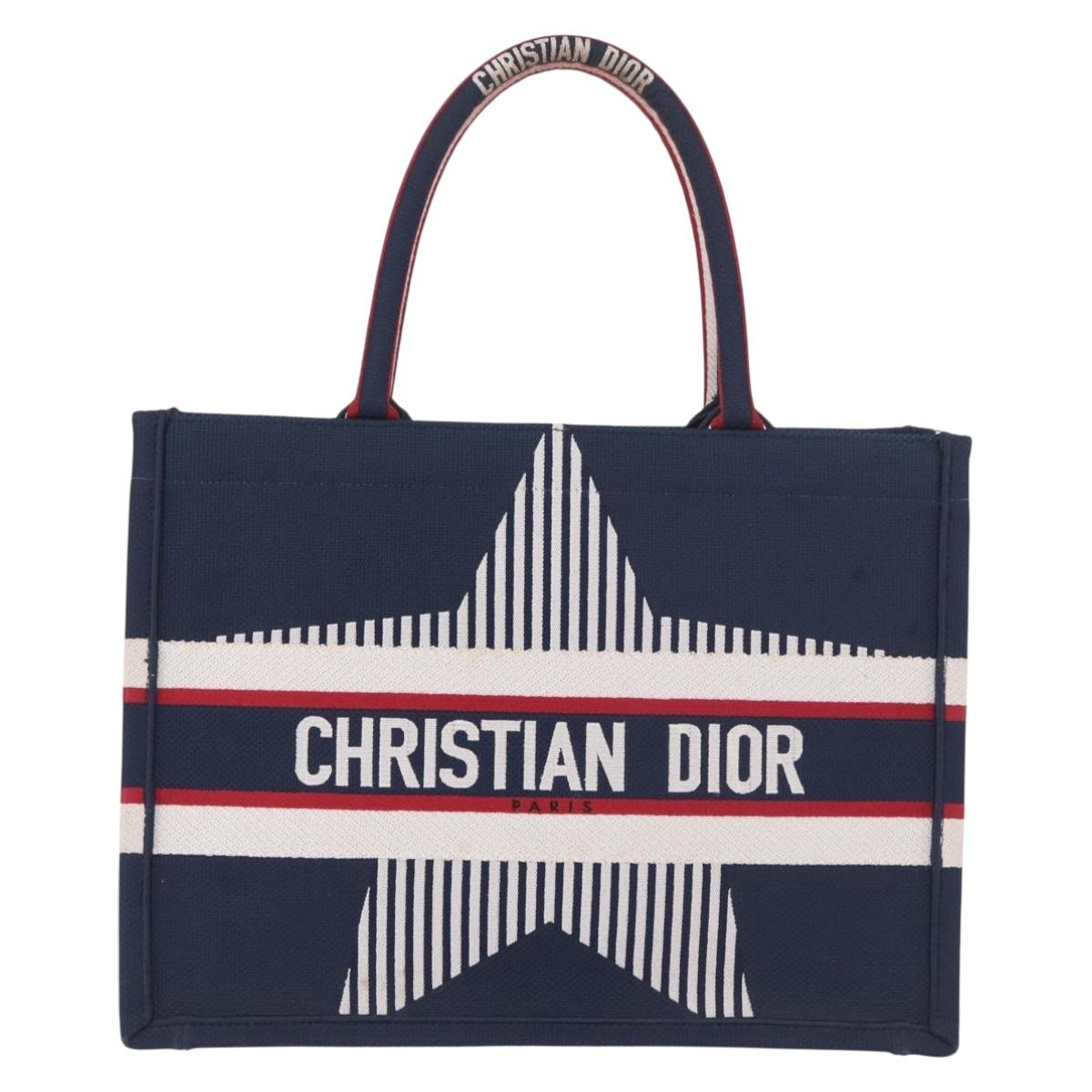Christian Dior Alps Star Book Tote MM Tote Bag Canvas Navy Auth am11812M