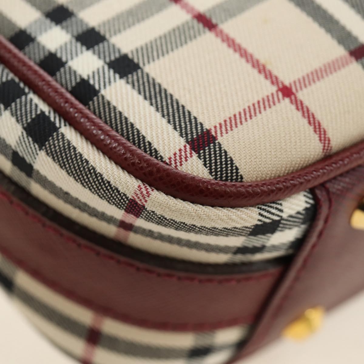 BURBERRY Nova Check Hand Bag Canvas Beige Gold Auth am11816V