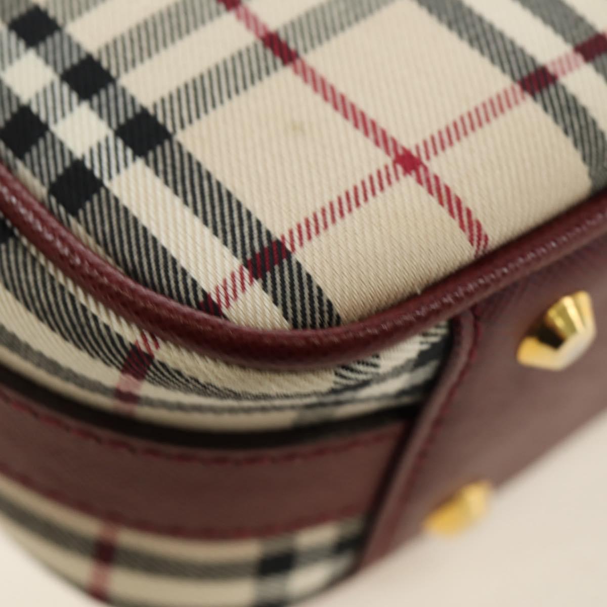 BURBERRY Nova Check Hand Bag Canvas Beige Gold Auth am11816V