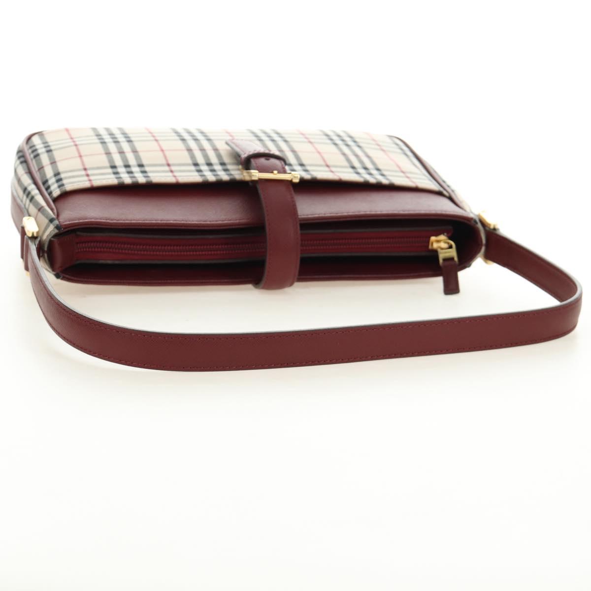 BURBERRY Nova Check Hand Bag Canvas Beige Gold Auth am11816V