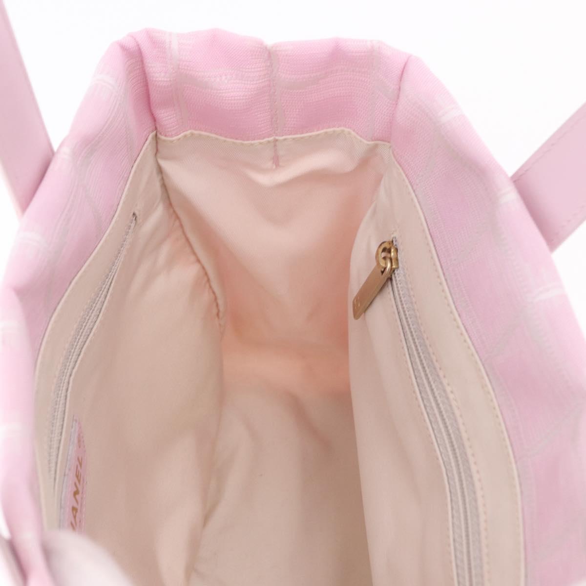 CHANEL New Travel line Hand Bag Nylon Pink Gold CC Auth am11817V