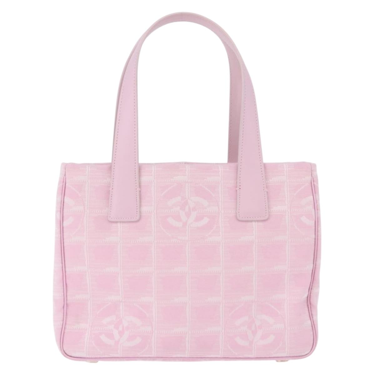 CHANEL New Travel line Hand Bag Nylon Pink Gold CC Auth am11817V