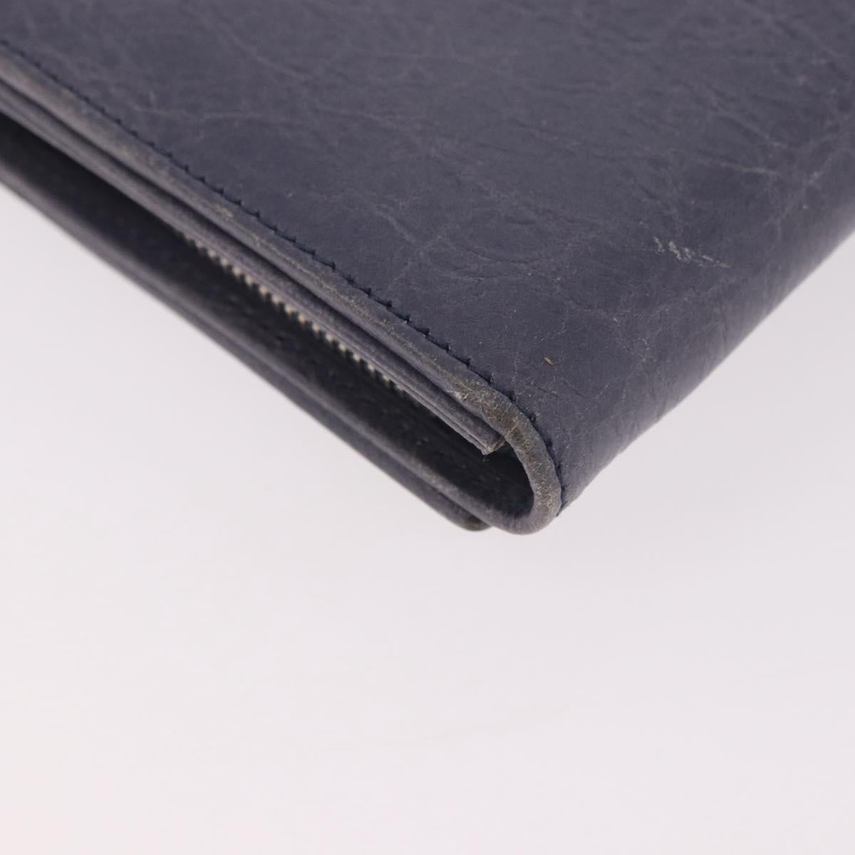 BALENCIAGA Giant Continental Bifold Wallet Leather Blue 253054 Auth am11818A