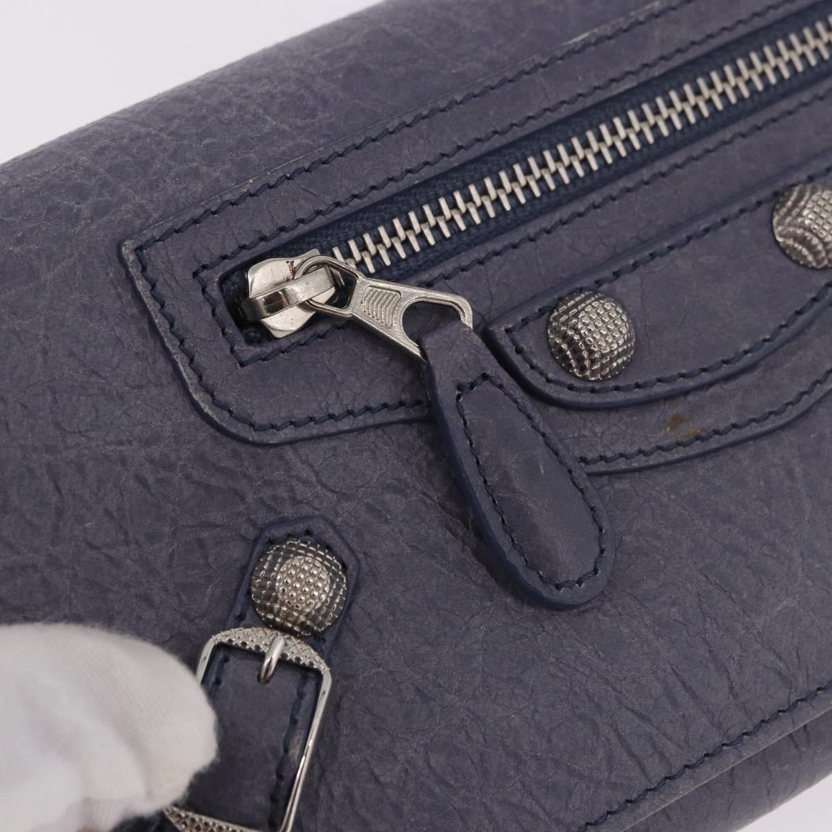 BALENCIAGA Giant Continental Bifold Wallet Leather Blue 253054 Auth am11818A