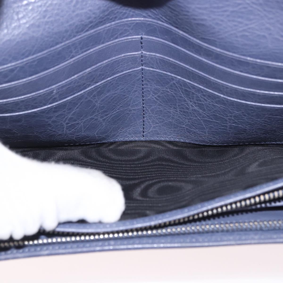 BALENCIAGA Giant Continental Bifold Wallet Leather Blue 253054 Auth am11818A