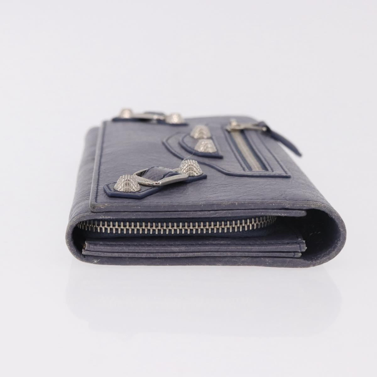 BALENCIAGA Giant Continental Bifold Wallet Leather Blue 253054 Auth am11818A