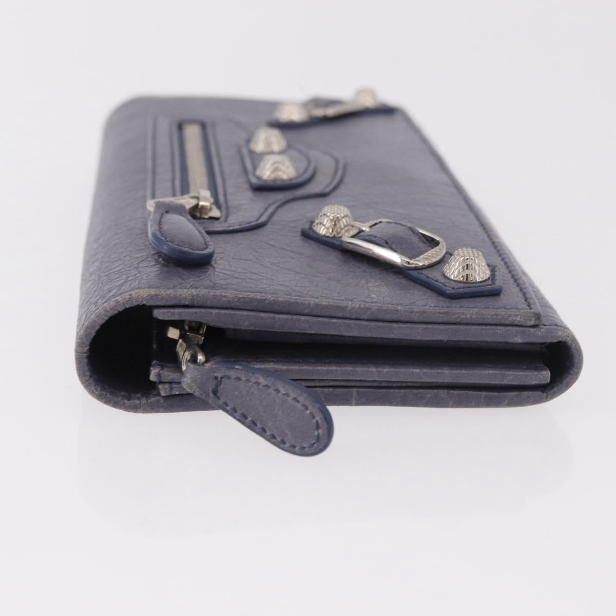 BALENCIAGA Giant Continental Bifold Wallet Leather Blue 253054 Auth am11818A