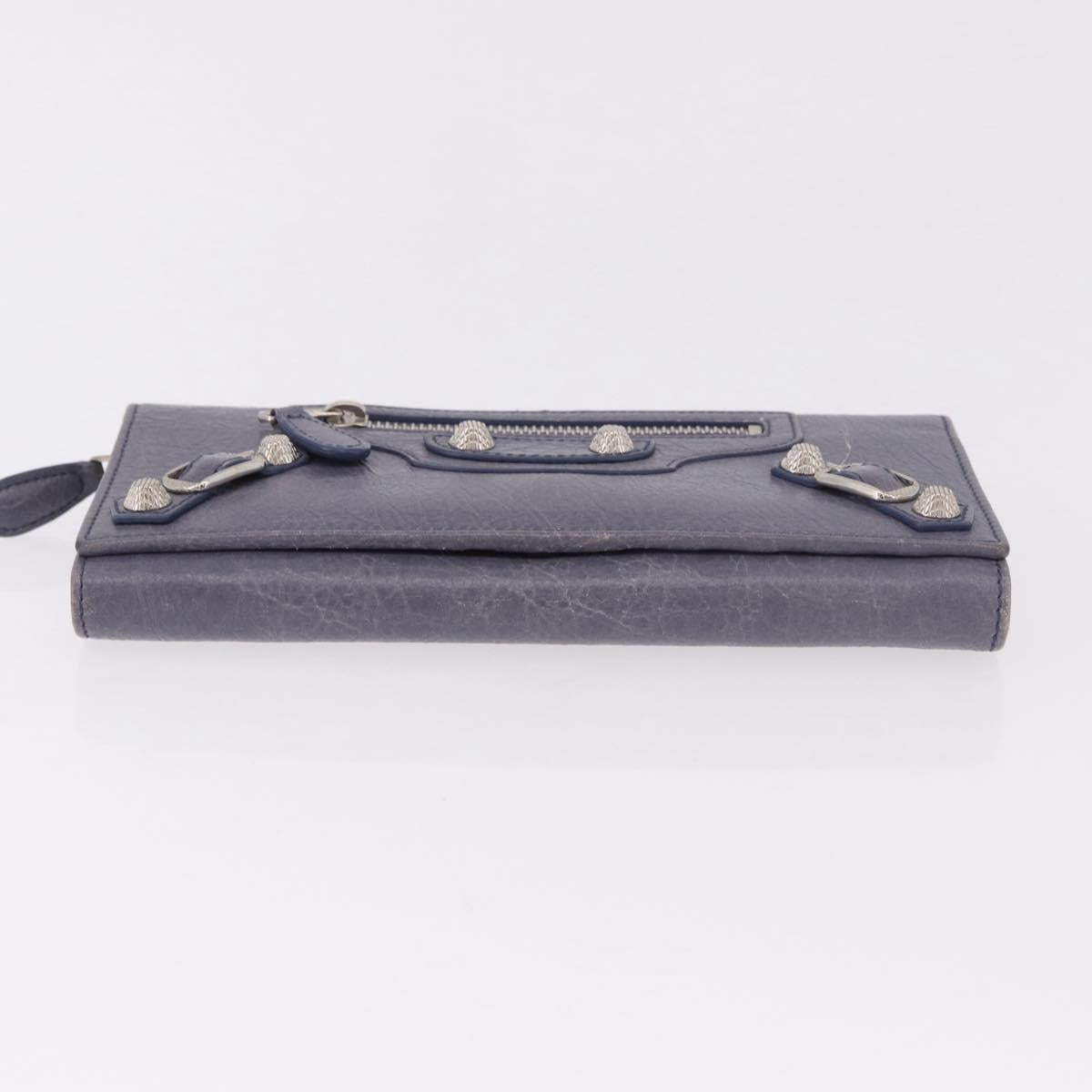 BALENCIAGA Giant Continental Bifold Wallet Leather Blue 253054 Auth am11818A